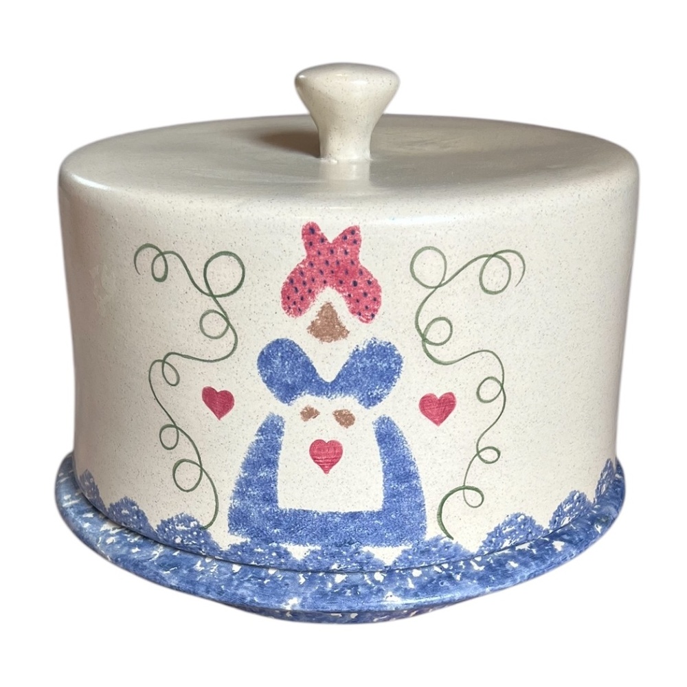 Vintage Country Crafts Waldenburg Arkansas Large Ceramic Cake Tray & Cover‎